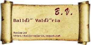 Balló Valéria névjegykártya